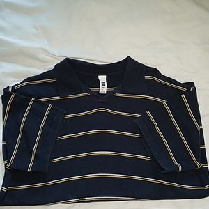 Navy GAP polo with yellow and white stripes